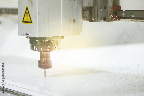 CNC wood, plasswood, acrylic router machine with soft shutter and lighting flares