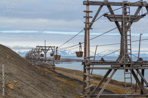 historic construction (Taubane) for coal transport, Longyearbyen