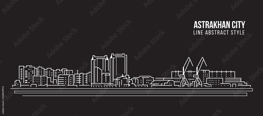 Cityscape Building Line art Vector Illustration design - Astrakhan city