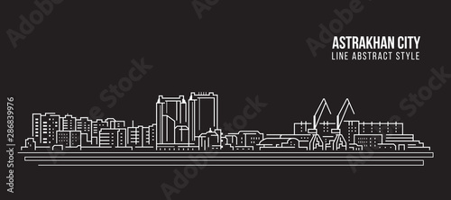 Cityscape Building Line art Vector Illustration design - Astrakhan city