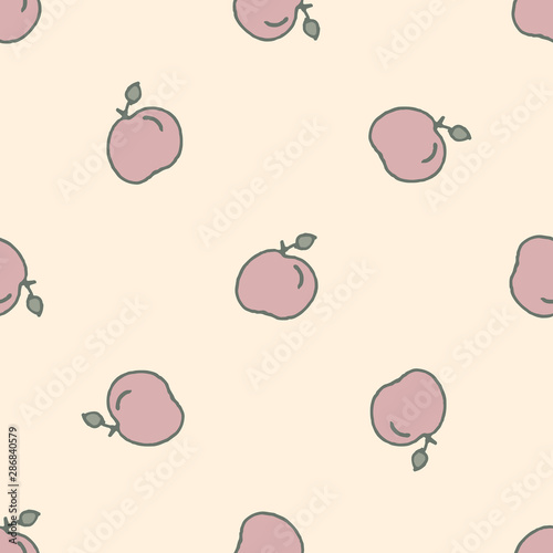 Seamless delicate light pattern with fruits apples, peaches Seamless design for fabric, cover, banner, interior, children's clothing, print for packaging cosmetics, gift packaging