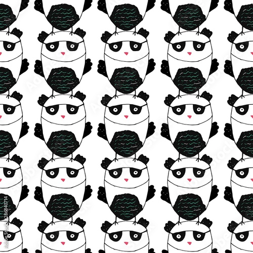Childish seamless pattern with cute cartoon owls.Trendy scandinavian vector background. Perfect for kids apparel,fabric, textile, nursery decoration,wrapping paper