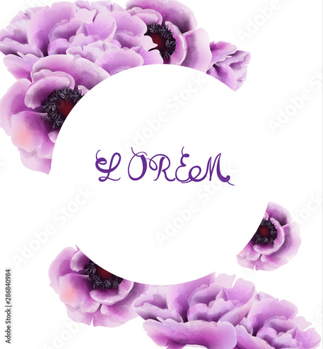 Purple flowers Vector watercolor. Provence rustic poster. Wedding card, birth...