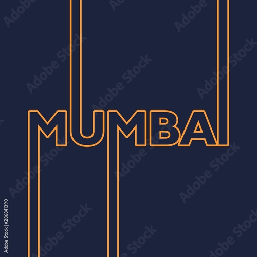 Image relative to India travel theme. Mumbai city name in geometry style design. Creative vintage typography poster concept.