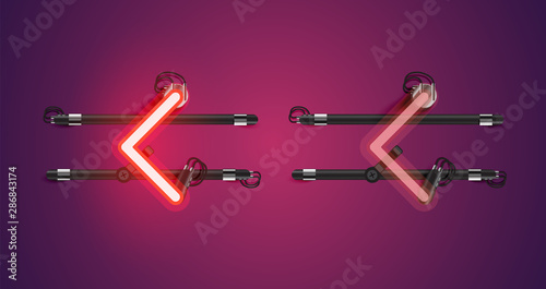 Realistic glowing red neon charcter on and off