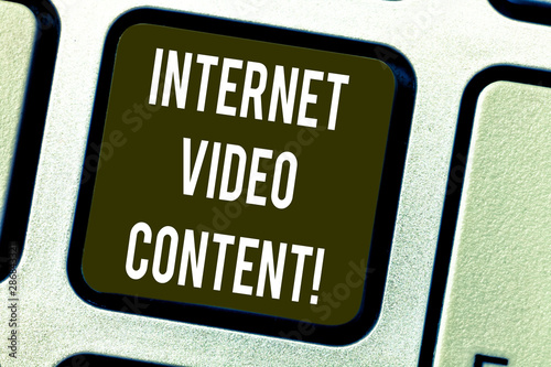 Conceptual hand writing showing Internet Video Content. Business photo text Deals with transmission of video over the Internet Keyboard key Intention to create computer message idea