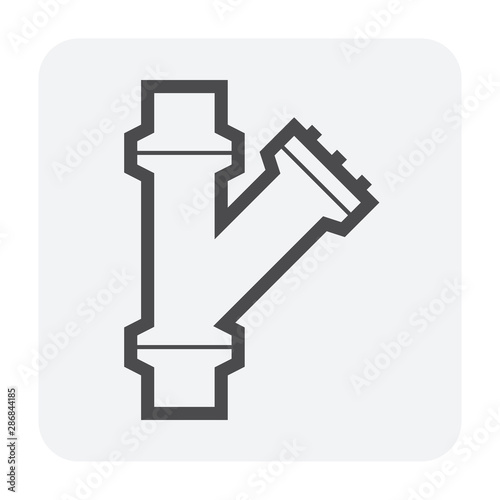 Pipe vector icon. Connection by flange fitting. Part for pipeline construction to transportation water, oil and gas. Also for water supply infrastructure, wastewater treatment, plumbing and irrigation