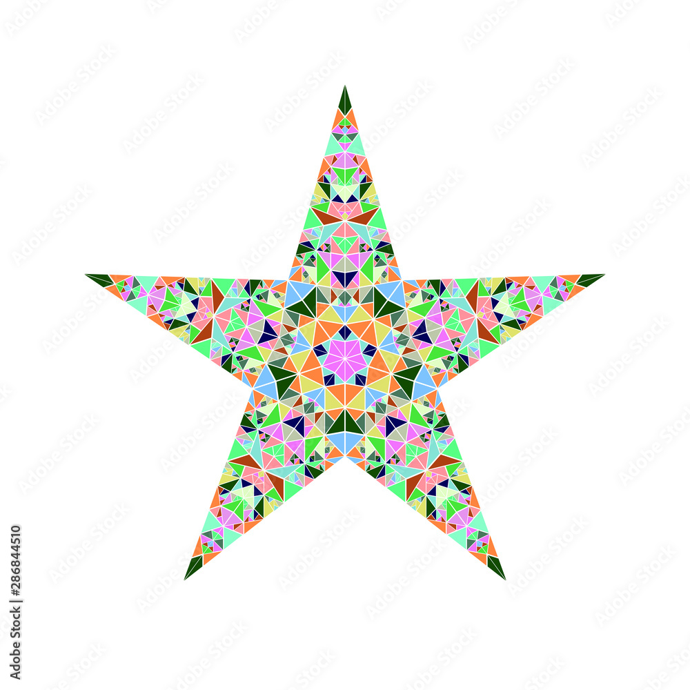 Isolated triangle ornament star shape - abstract geometric polygonal vector element from mosaic triangles Isolated triangle ornament star shape - abstract geometric polygonal vector element from mosaic triangles