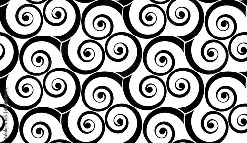 Triple spirals celtic triskels vector seamless pattern
