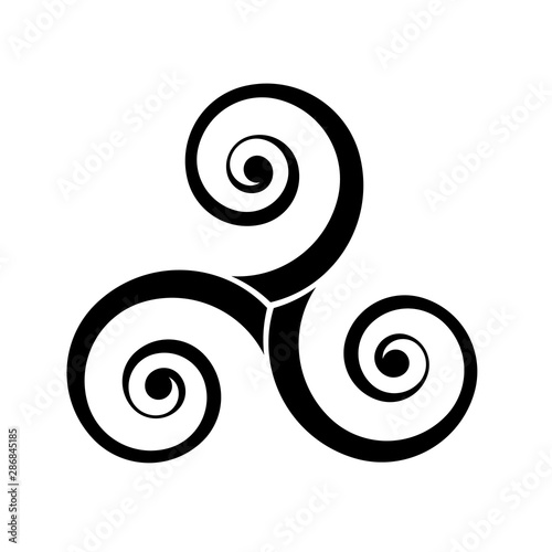 Black vector triple spirals - traditional celtic symbol
