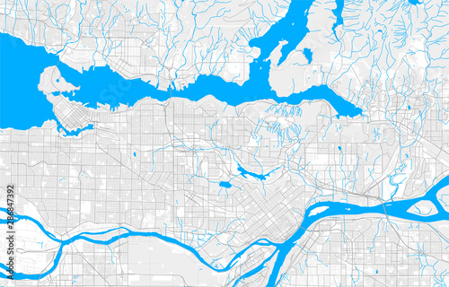 Rich detailed vector map of Burnaby, British Columbia, Canada