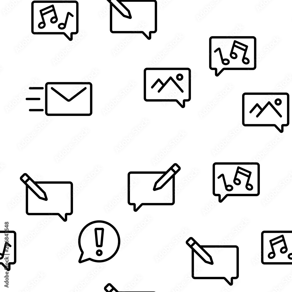 Different SMS Message Seamless Pattern Vector Contour Illustration Different SMS Message Seamless Pattern Vector Contour Illustration