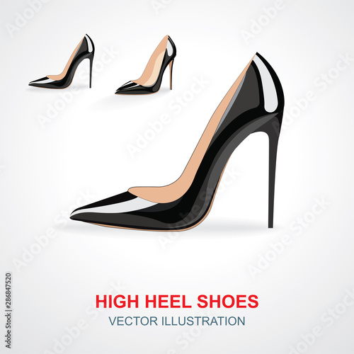 High heels shoes set. Realistic high heels shoes vector illustrations isolated on white background.