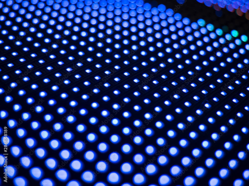 Array of blue LEDs in a video panel