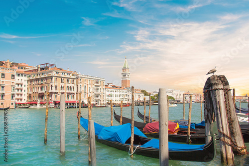 Beautiful view of Campanile Campanile in Piazza San Marco and the Venetian lagoon in Venice, Italy © marinadatsenko