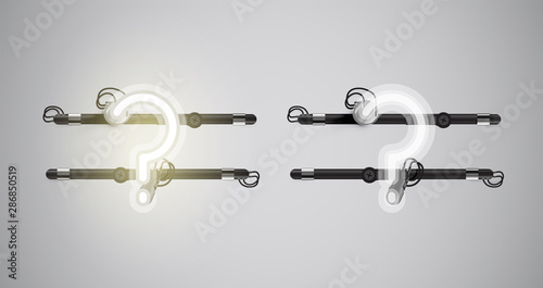 Realistic glowing grey neon charcter on and off