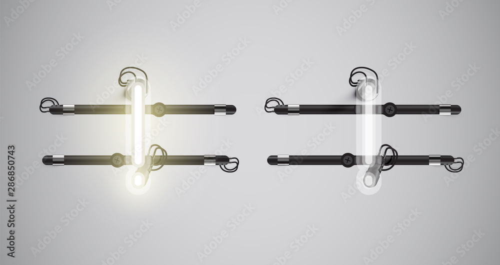 Realistic glowing grey neon charcter on and off Realistic glowing grey neon charcter on and off