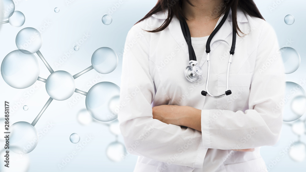 Medium shot of woman with medical background Medium shot of woman with medical background