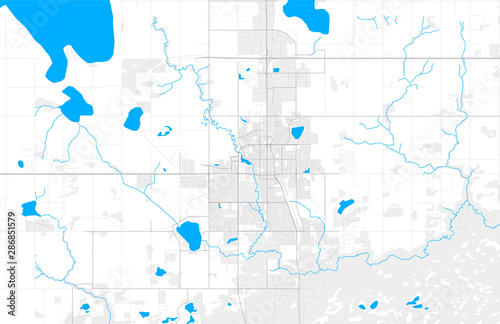 Rich detailed vector map of Grande Prairie, Alberta, Canada