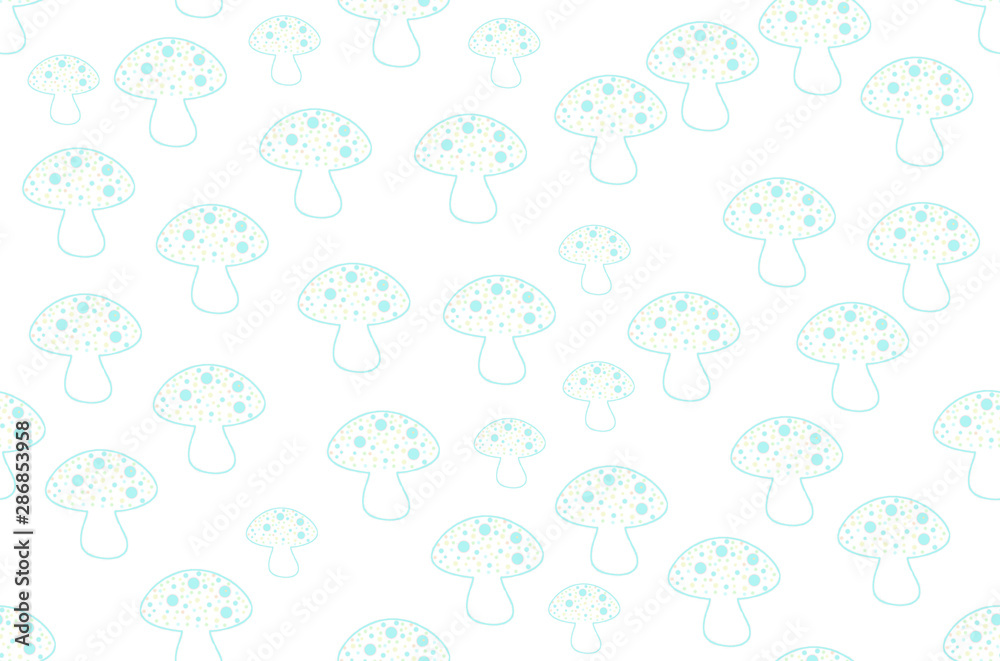 White seamless mushroom pattern