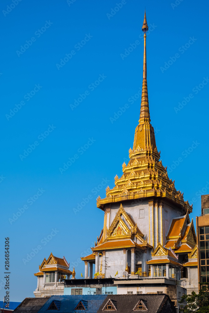 View of buddhist temple in Bangkok at sunset