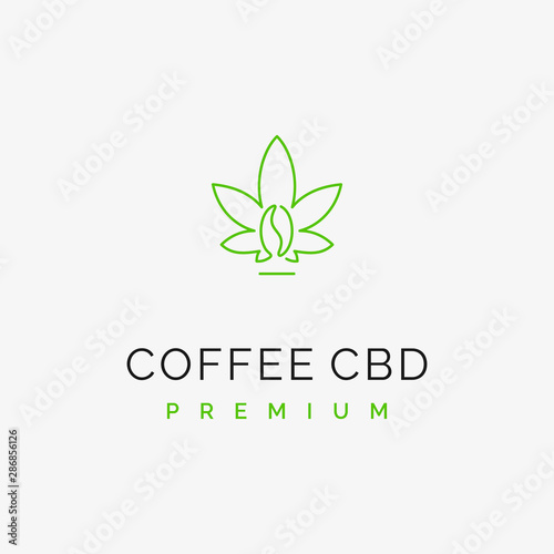 Simple Mono Line Coffee Cannabis Hemp CBD Natural Green Bean logo design inspiration