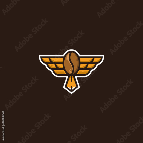 Simple Modern Sticker Coffee Bean Bird Eagle logo design inspiration photo