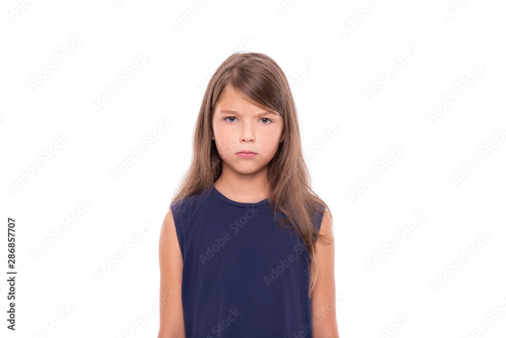 Angry baby girl isolated on white background. Angry baby girl isolated on white background.