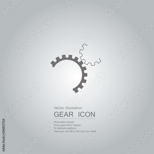 Vector drawn gear icon. The background is a gray gradient.	
