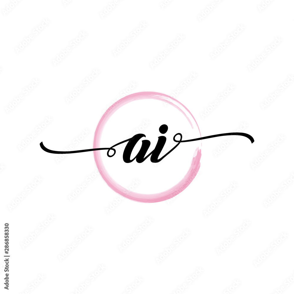 AI initial handwriting logo template round logo in watercolor color with handwritten letters in the middle. Handwritten logos are used for, weddings, fashion, jewelry, boutiques, flowers, and business AI initial handwriting logo template round logo in watercolor color with handwritten letters in the middle. Handwritten logos are used for, weddings, fashion, jewelry, boutiques, flowers, and business