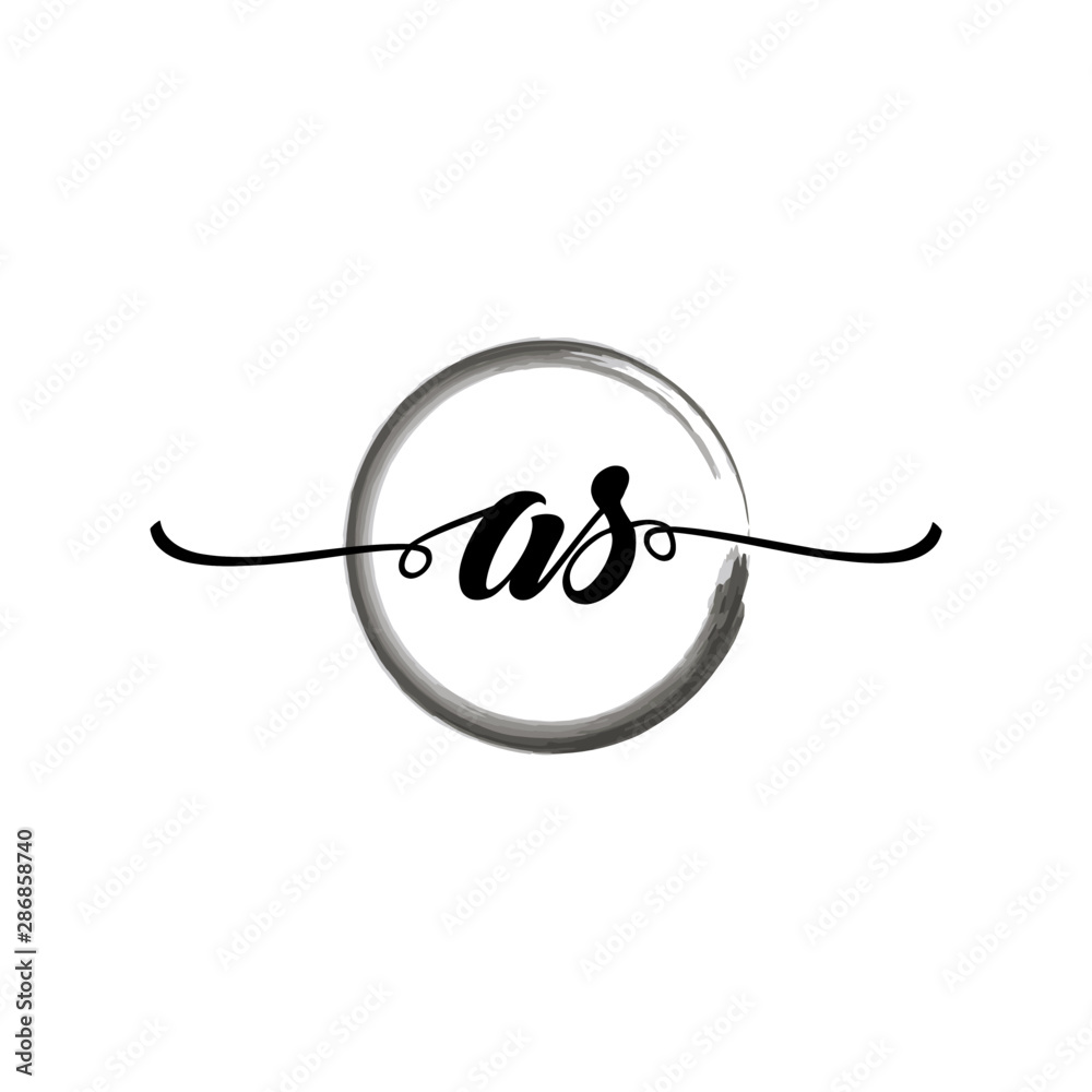 Obraz premium AS initial handwriting logo template round logo in watercolor color with handwritten letters in the middle. Handwritten logos are used for, weddings, fashion, jewelry, boutiques, flowers, and business