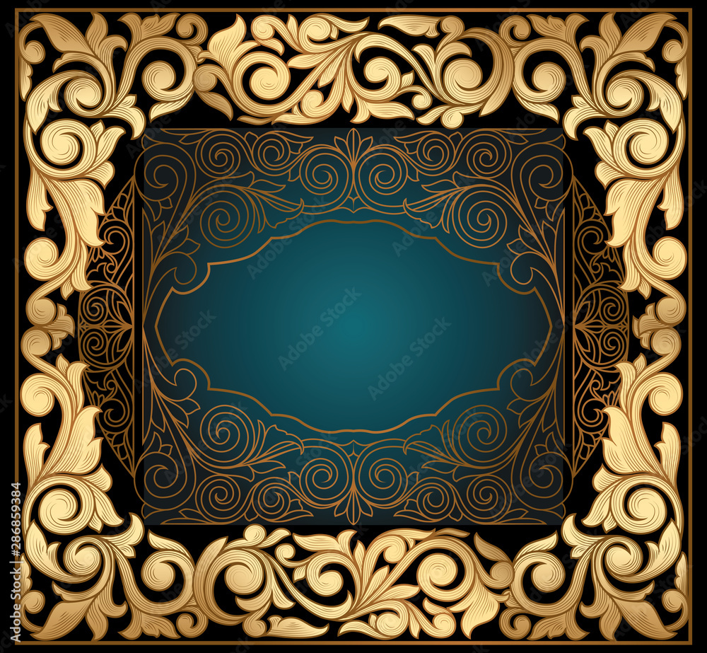 Golden ornate decorative vintage frame