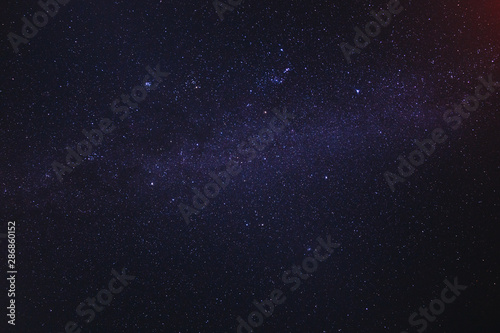 View of milky way galaxy with stars on a night sky background