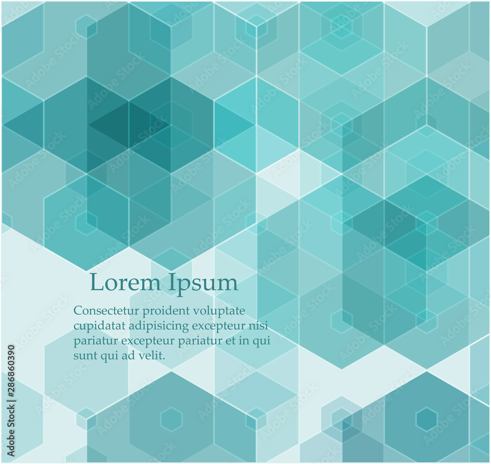 Obraz premium Vector Abstract geometric background. Template brochure design. Blue hexagon shape