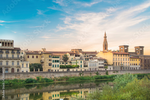Beautiful view of the embankment of the Arno River in Florence, Italy © marinadatsenko