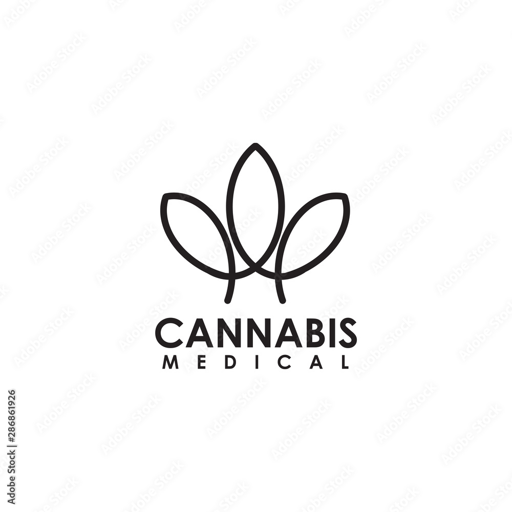 Cannabis leaf medical logo design vector template