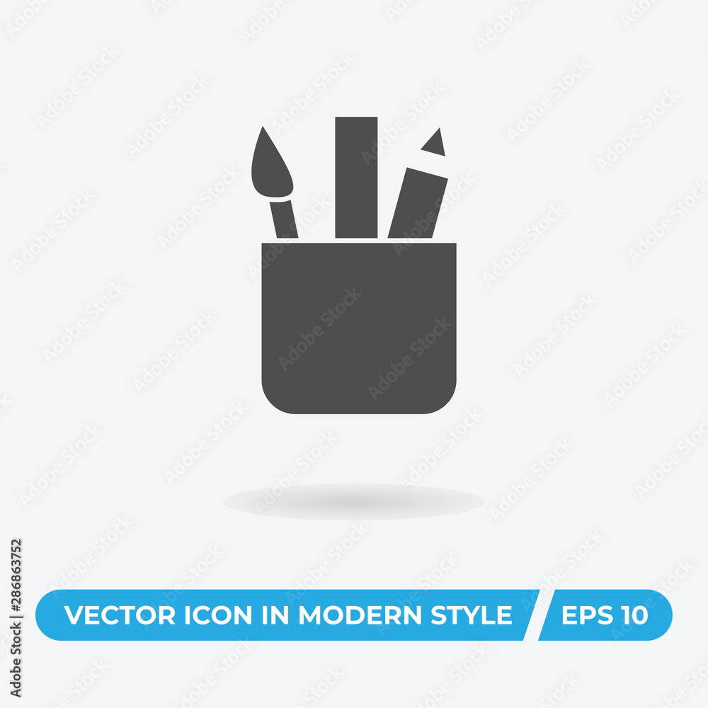 Brush, ruler, pencil vector icon, simple car sign. Brush, ruler, pencil vector icon, simple car sign.