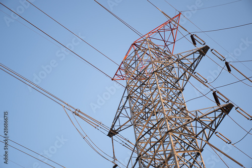 large power pole, cable, transformer