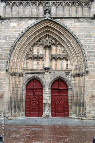Facade of  Saint Etienne Cathedral in Cahors  Occitanie  France