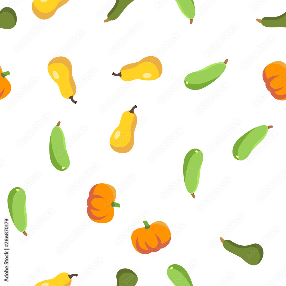 Gourd Autumn Season Harvest Vector Seamless Pattern Flat Illustration Gourd Autumn Season Harvest Vector Seamless Pattern Flat Illustration