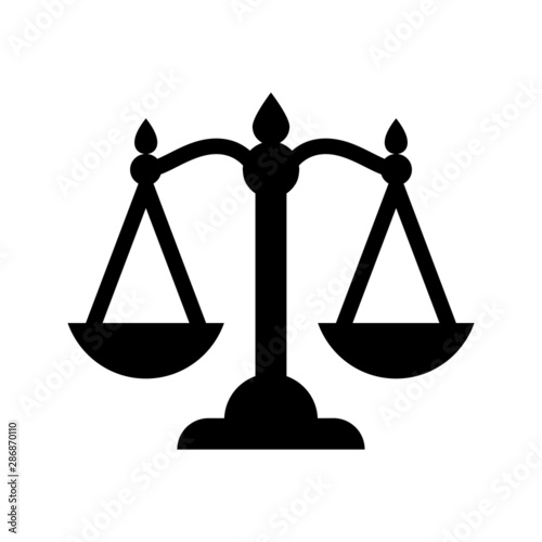 Justice  vector icon. Law scale illustration symbol. Weight balance sign or logo.