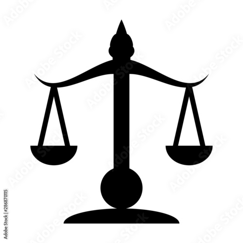 Justice  vector icon. Law scale illustration symbol. Weight balance sign or logo.