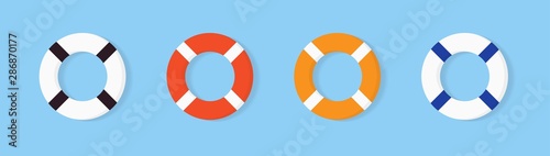 Set of colorful Lifebuoy icon, equipment of rescuers to save drowning people, vector graphic deign element for business and holiday illustration.