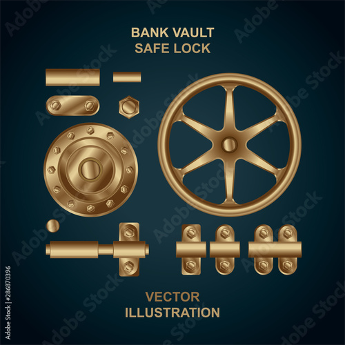 Safe lock mechanism. Bank safe lock system vector illustration. Part of set.