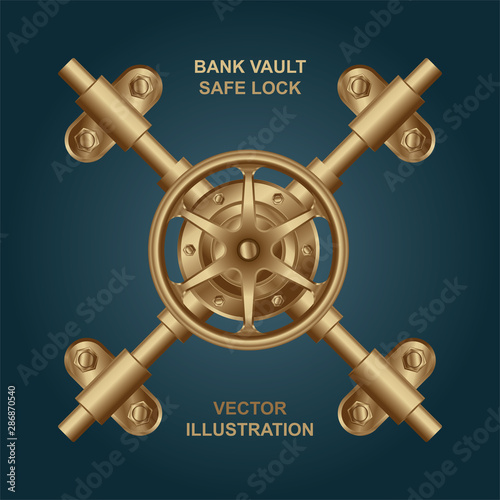 Safe lock mechanism. Bank safe lock system vector illustration. Part of set.