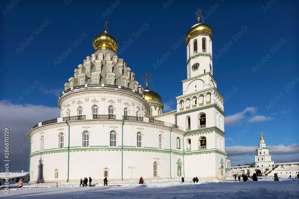 Fototapeta premium White temple on white snow.