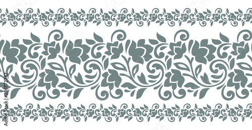 Seamless abstract textile floral border