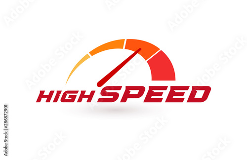 Auto speedometer or business speedometer icon template. Isolated vector illustration. photo