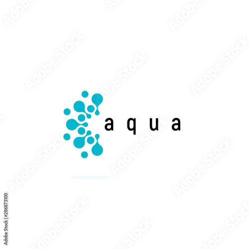Blue aqua icon. Water circles flat logo template. Modern emblem idea. Concept design for business. Isolated vector illustration on blank background.