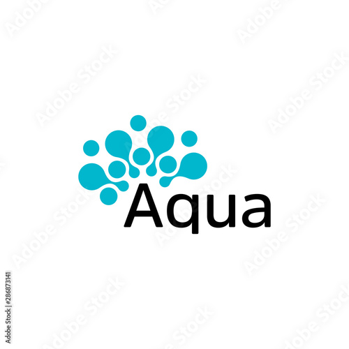 Blue aqua icon. Water circles flat logo template. Modern emblem idea. Concept design for business. Isolated vector illustration on blank background.
